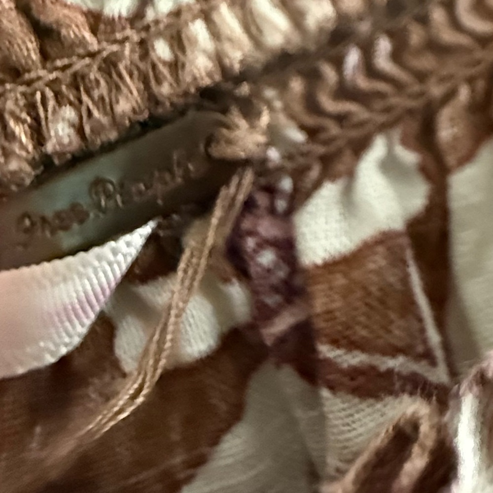 Free People brown puff sleeve blouse w/ cream floral pattern - Picture 8 of 12
